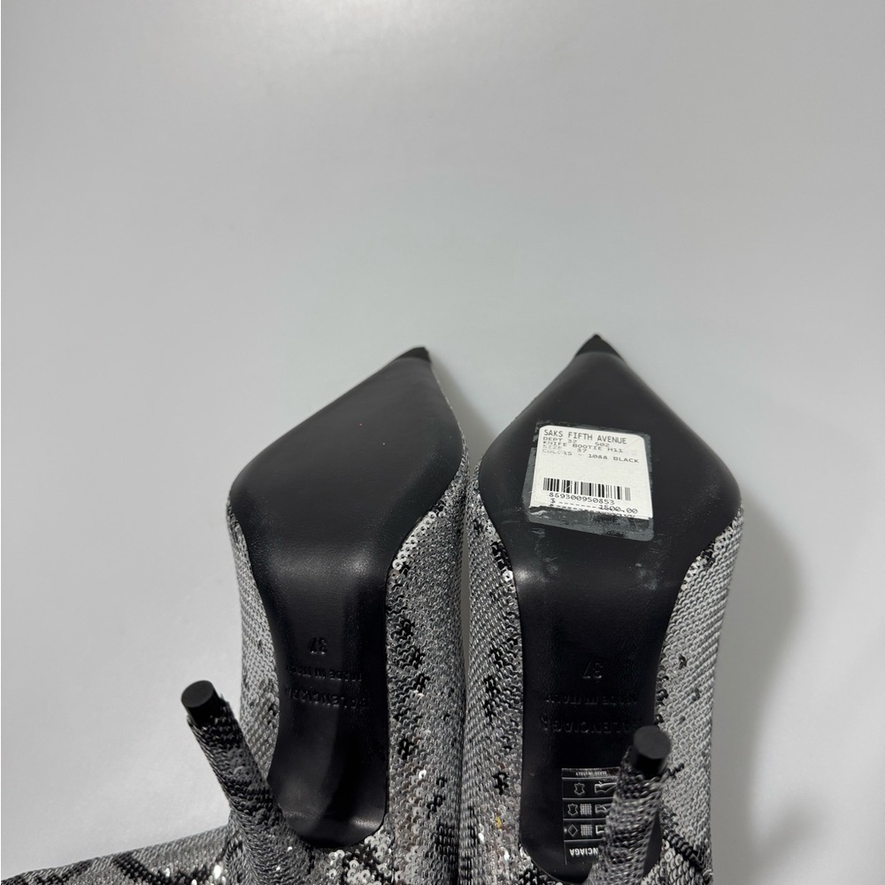 Balenciaga Knife Sequin High Heel Sock Booties Silver Women’s EU 37/US 7 - Picture 7 of 9